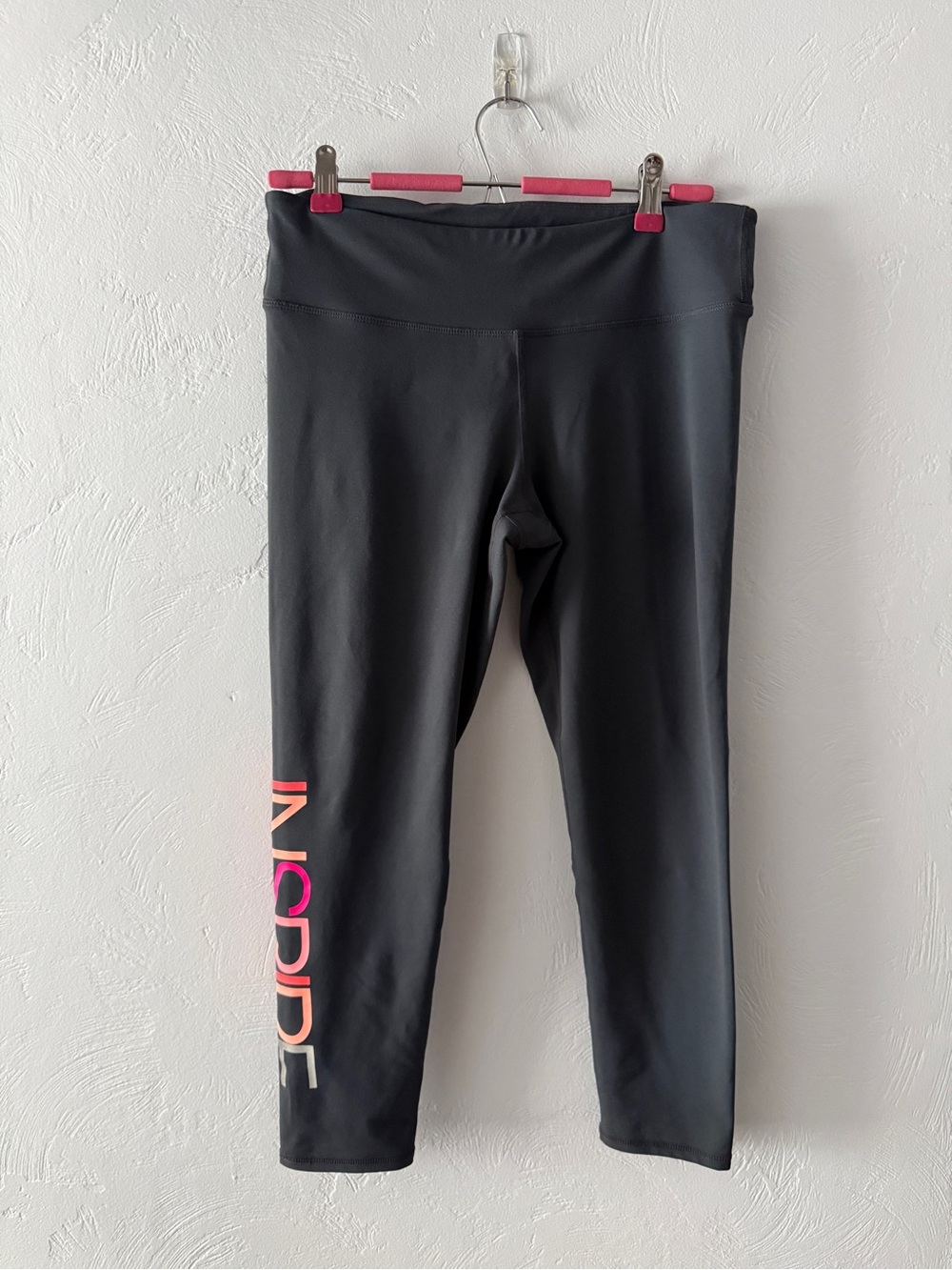 Grey Leggings with Pink-Orange Gradient Side Print